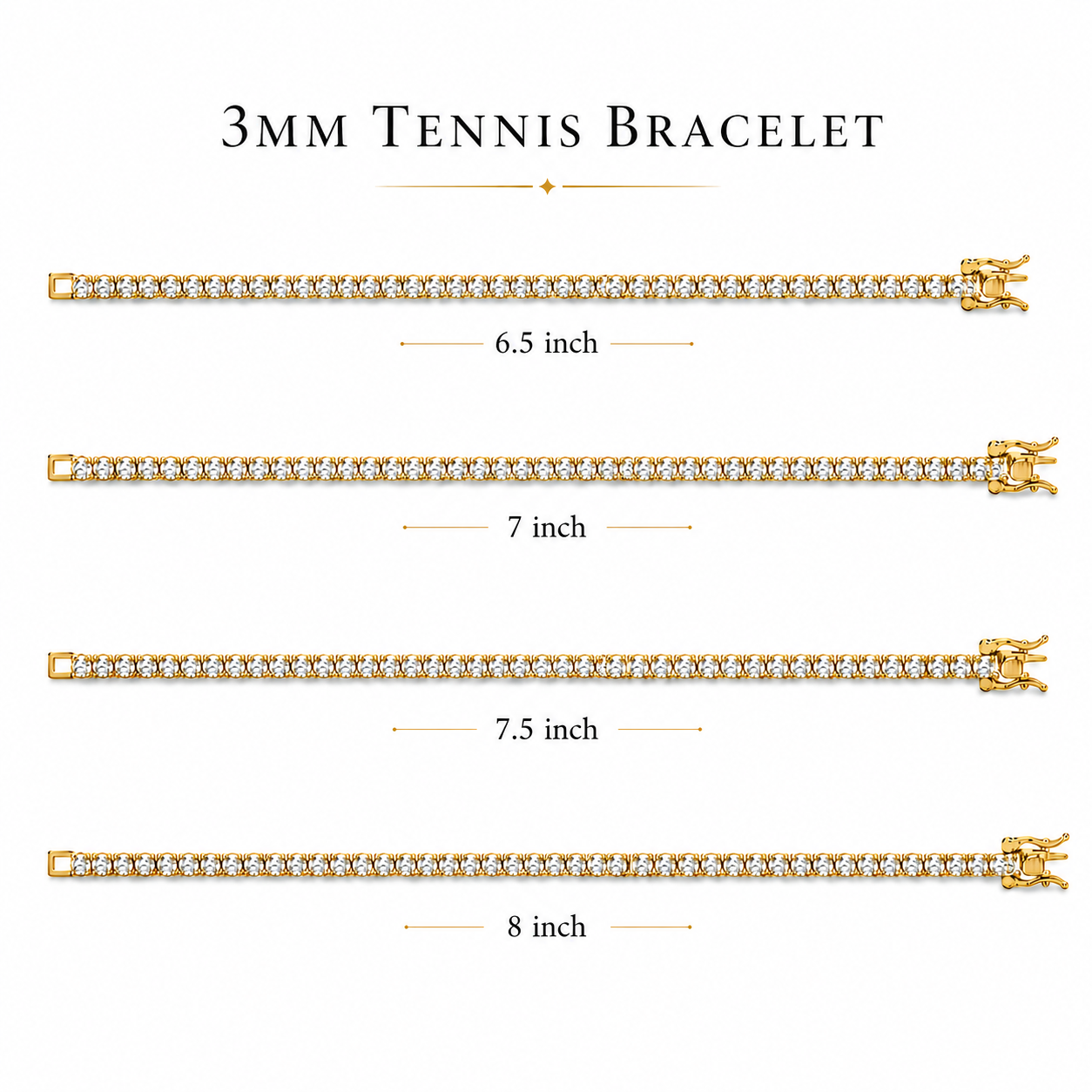length chart 3mm tennis g length chart 3mm tennis g